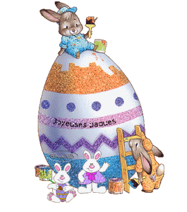 Gif animé joyeuses Pâques oeuf lapin